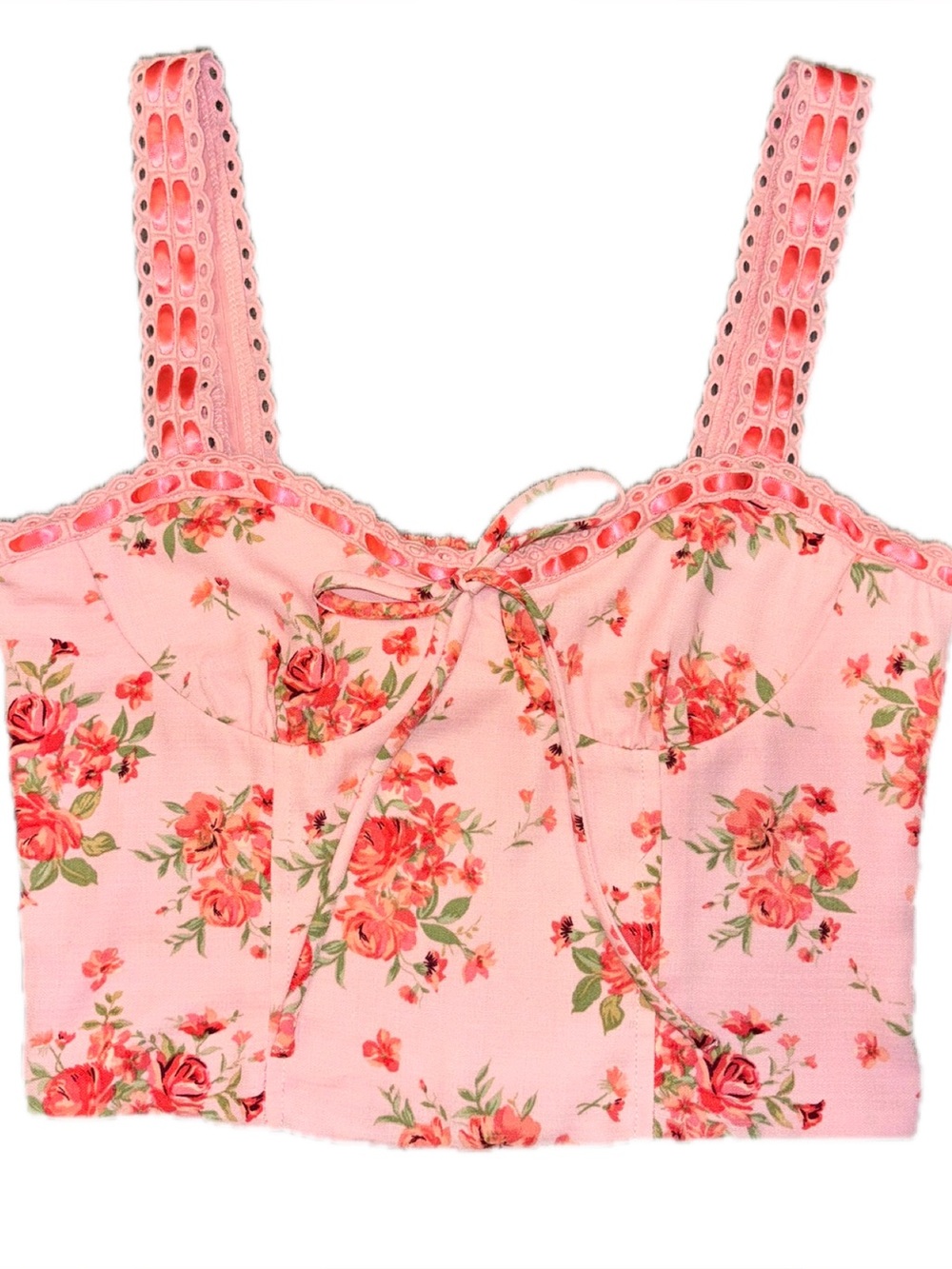 Thirty Thirty Pink Floral Corset Style Crop Top